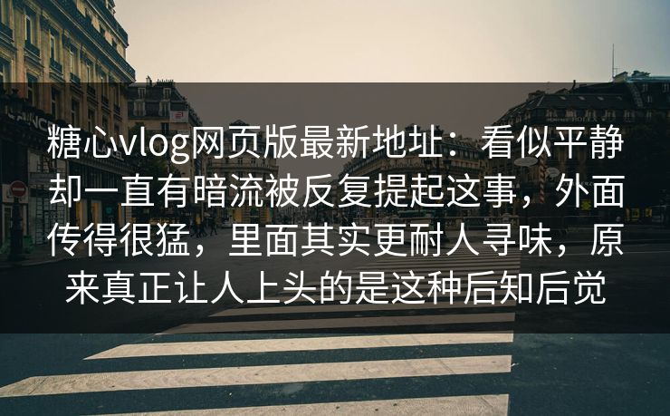 糖心vlog网页版最新地址：看似平静却一直有暗流被反复提起这事，外面传得很猛，里面其实更耐人寻味，原来真正让人上头的是这种后知后觉