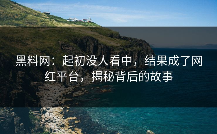 黑料网：起初没人看中，结果成了网红平台，揭秘背后的故事