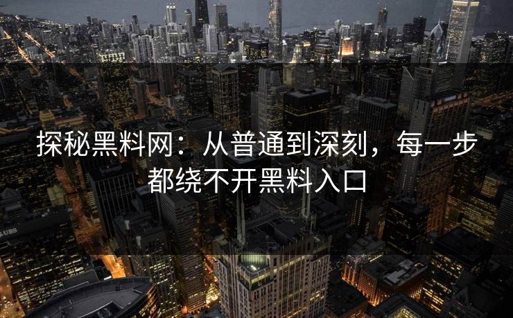 探秘黑料网：从普通到深刻，每一步都绕不开黑料入口