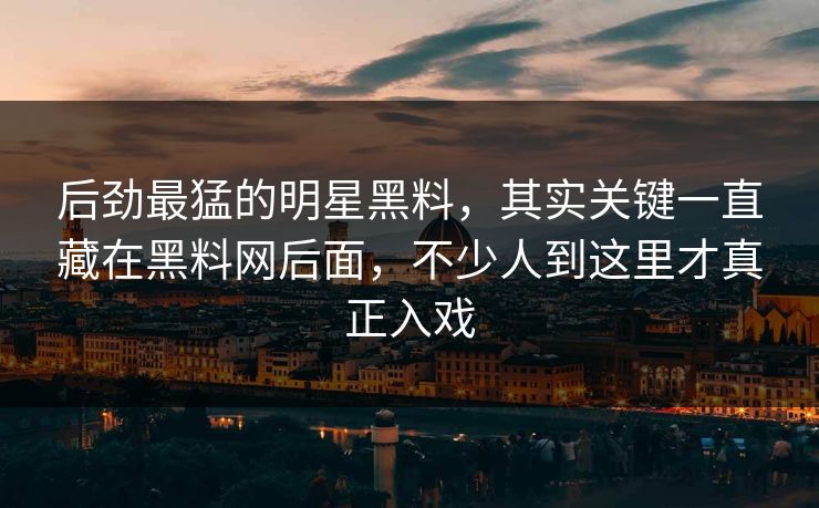 后劲最猛的明星黑料，其实关键一直藏在黑料网后面，不少人到这里才真正入戏  第1张