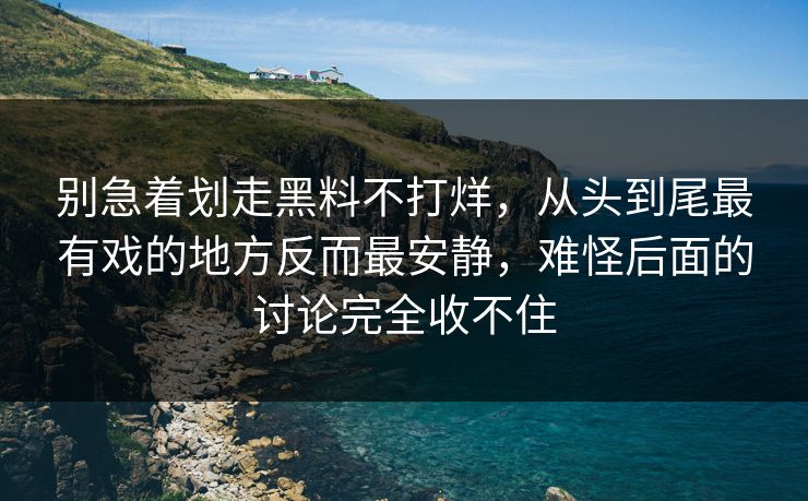 别急着划走黑料不打烊，从头到尾最有戏的地方反而最安静，难怪后面的讨论完全收不住