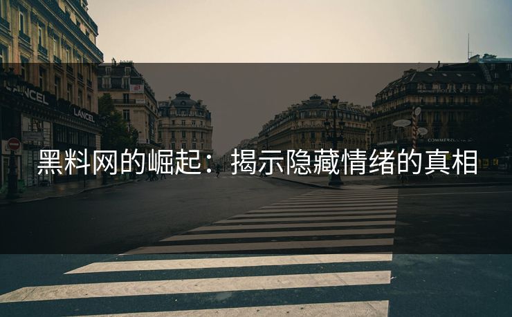 黑料网的崛起:揭示隐藏情绪的真相 第1张 黑料网的崛起:揭示隐藏情绪的真相 第1张