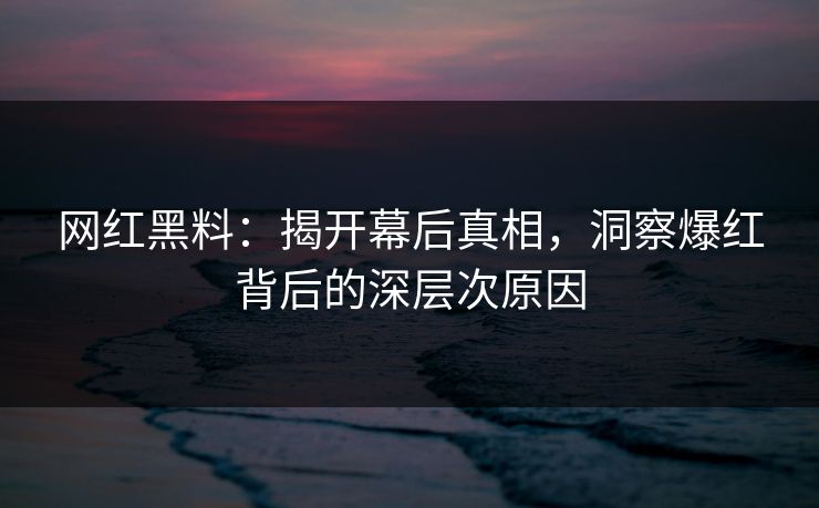 网红黑料:揭开幕后真相,洞察爆红背后的深层次原因 第1张 网红黑料:揭开幕后真相,洞察爆红背后的深层次原因 第1张