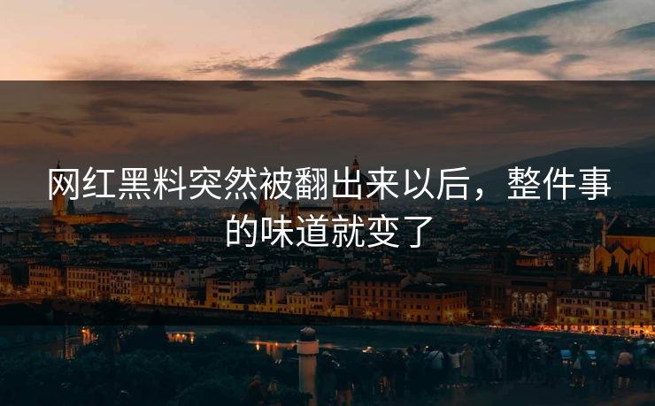网红黑料突然被翻出来以后,整件事的味道就变了 第1张 网红黑料突然被翻出来以后,整件事的味道就变了 第1张