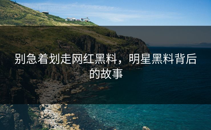 别急着划走网红黑料,明星黑料背后的故事 第1张 别急着划走网红黑料,明星黑料背后的故事 第1张