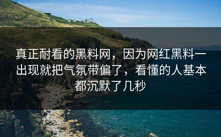 真正耐看的黑料网,因为网红黑料一出现就把气氛带偏了,看懂的人基本都沉默了几秒 第1张 真正耐看的黑料网,因为网红黑料一出现就把气氛带偏了,看懂的人基本都沉默了几秒 第1张