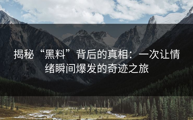 揭秘“黑料”背后的真相:一次让情绪瞬间爆发的奇迹之旅 第1张 揭秘“黑料”背后的真相:一次让情绪瞬间爆发的奇迹之旅 第1张