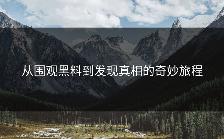 从围观黑料到发现真相的奇妙旅程 第1张 从围观黑料到发现真相的奇妙旅程 第1张