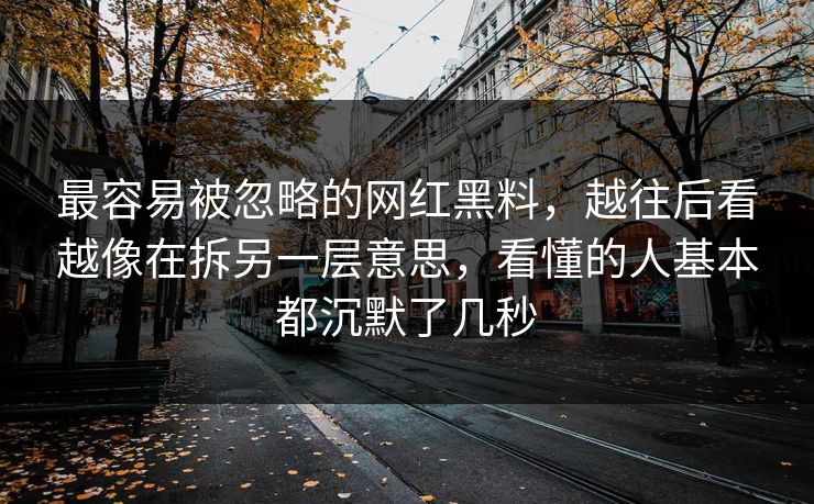 最容易被忽略的网红黑料，越往后看越像在拆另一层意思，看懂的人基本都沉默了几秒  第1张
