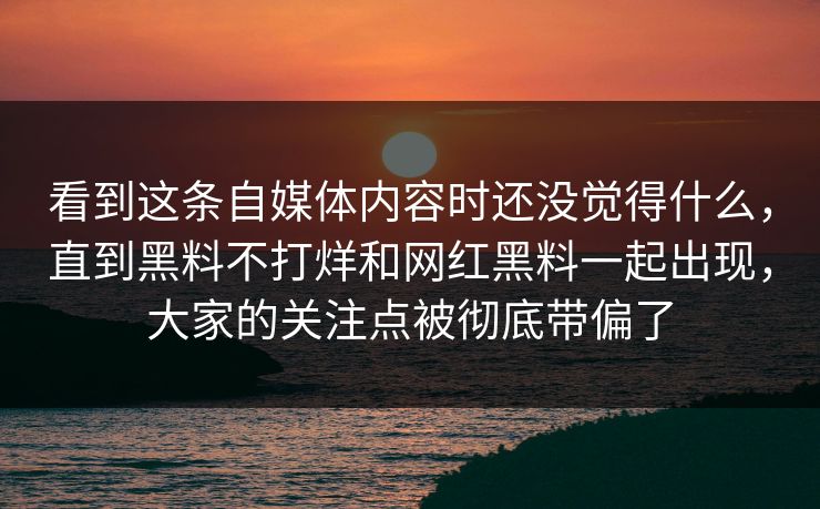 看到这条自媒体内容时还没觉得什么，直到黑料不打烊和网红黑料一起出现，大家的关注点被彻底带偏了